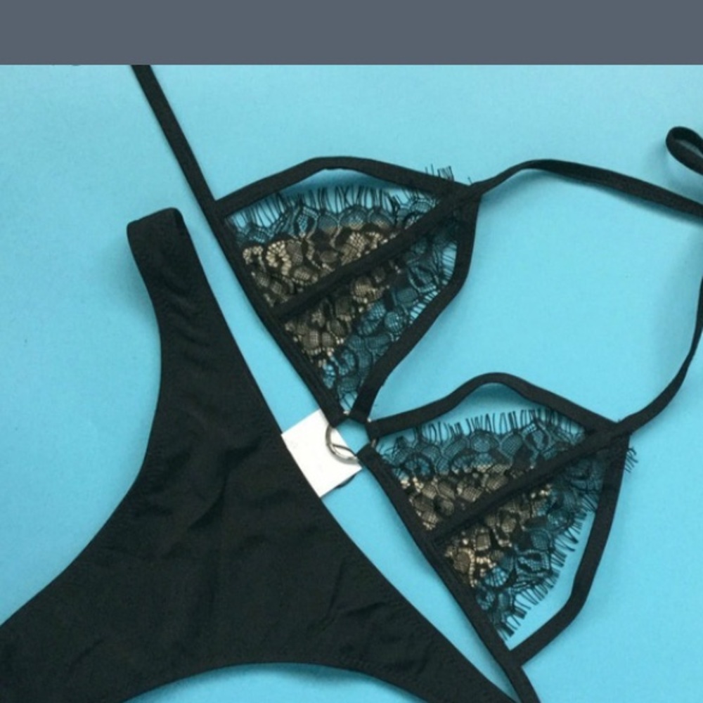 Black lace bathing suit. Size small & medium NWT